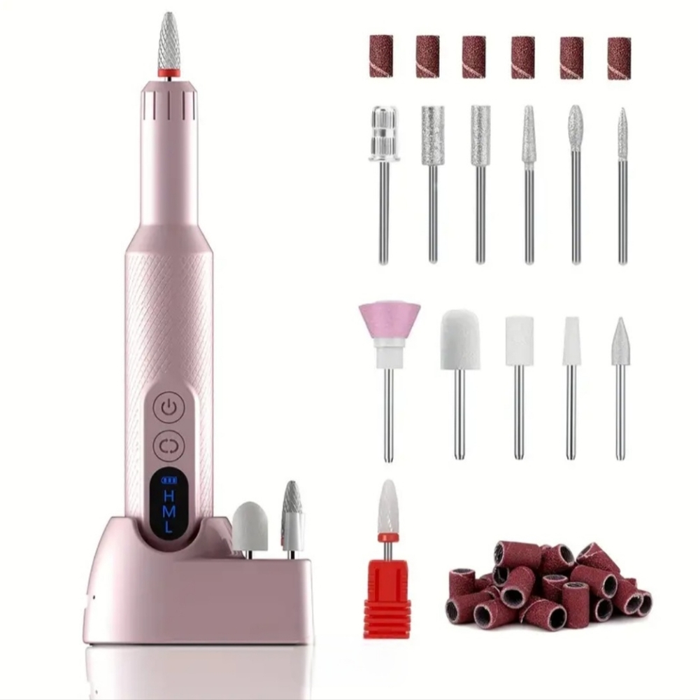 Rechargeable Portable Professional Cordless Electric Nail File Drill Pink eFile